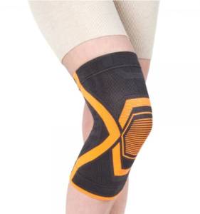 Бандаж компрессионный на коленный сустав Heeber H-102 с 2-мя ребрами жесткости серо-оранжевый